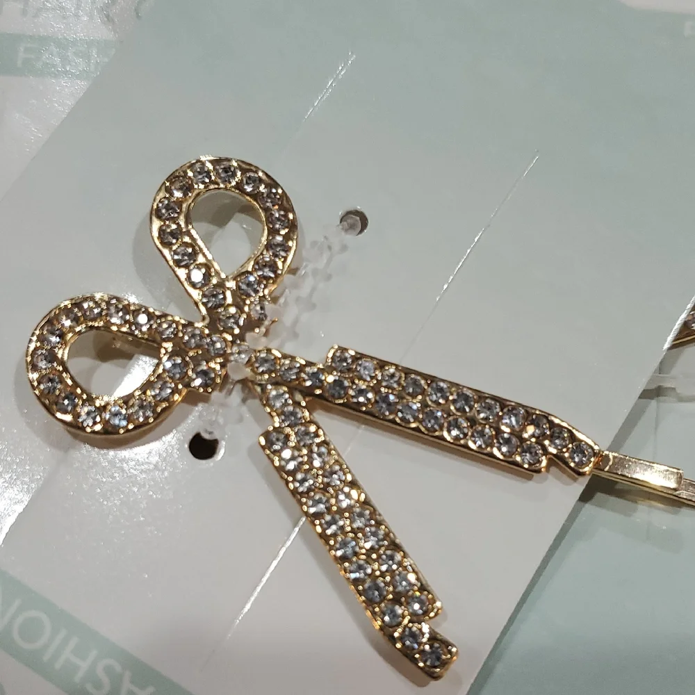 3pack bling rhinestone barber hairstylist‎ scissors shaped hair clip new